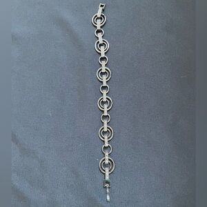Silver-Tone Circle Link Bracelet with Pavé Accents